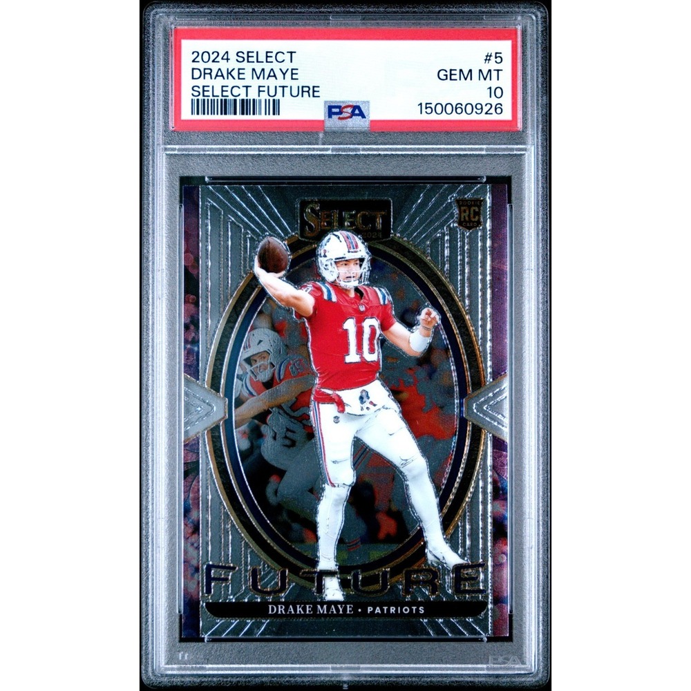 2024 PANINI SELECT DRAKE MAYE SELECT FUTURE RC PSA 10 GEM MINT‎ Patriots low pop